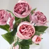 Flores decorativas plantas artificiales seda rosa hojas verdes peony bouquet jarrón de bodas jarrón decoración de la casa accesorios bonsai