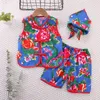 Set di abbigliamento Estate Bambino Bambino Bambini Abbigliamento sportivo Tute Infantile Nord-est Grande fiore T-shirt manica corta + 2 pezzi Set Abbigliamento casual