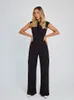 Kvinnors jumpsuits rompers eleganta jumpsuits för kvinnor sommar sexig o nack ärmlöst brett ben jumpsuit office overall lady party jumpsuit 230812