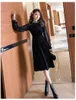 Casual Dresses Women Robe Clothing Spring Fashion Sexig Sheer Mesh French Black Long Elegant Party Dress Pärled Bling Velvet G461