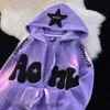 Y2K Zip Up Women Hoodie Women Harajuku in stile American Retro High Street Stars con cappuccio con cappuccio con cappuccio in stile pigro