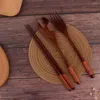 食器セットカトラリーセット木製テーブルウェアフォークスプーン箸フラットウェアキッチンギフトナチュラルロングハンドルコーヒーティースプーンキット