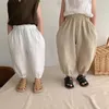 Calças casuais e bloomers duplas meninos calças japoneses algodão de gaze 100 verão garotas da primavera Solid 230812