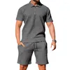 Men's Tracksuits 2023 Cross Border Summer Jacquard Polo Short Sleeved Set European And American Zipper Lapel Shorts