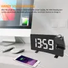 Schreibtischtischuhren digitale LED -Uhr FM Radio USB Projection Backlight Snooze Wecker Timer rotierende Hintergrundbeleuchtung Projektor 230814