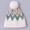 Slouch tricotado Jacquard Winter Warmie Toque Pompom Hat DF064