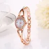 Wristwatches Fine Chain Bracelet Watch For Women Fashion Diamond Stainless Steel Circular Dial Quartz Analog