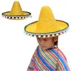 Breda randen hattar bambu väver sombrero hattfestival mexikans partypografi rekvisita för barn traditionell kostym droppe
