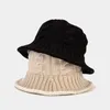 Boinas Otoño e invierno Top de lana plana Sombreros Mujeres de tejido de punto vintage Twisted Flower Basin Hat lana gruesa Fisherman caliente