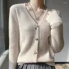 Cardigan de laine en tricot pour femmes en automne et hiver en V-col en cachemire à manches à manches longues à manches longues