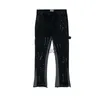 Herr jeans vintage streetwear blossade jeans byxor hip hop stänk av bläck bred ben jean overaller för män fashionabla retro lapptäcke jeans j230814