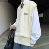 Maglioni maschili maglione casual canotta top patch maschi di design per studente preparazione a pieno colore harajuku harajuku maschile maschile tendenza jumper z230814