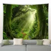 Tapestries Tropical Trees Jungle Landscape Tapestry Spring Flowers Wooden House Nature Green Plant Home Living Room Decor Wall Hanging R230812