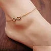 Cavigliere Women Infinity Charm Anklet 8 Chain Cadle Bracelets su gambe Sexy Sandal Beach Gold Foote Gold Food For Girls Drop Delivery DHFCF