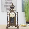 Table Clocks European Resin Desk Clock Vintage American Living Room Fireplace TV Cabinet Creativity Ornaments Home