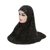 Etniska kläder Womman Hijab Islamiska kvinnor muslimska pärlstav amira cap huvud halsduk sjalar arab turban hatt bön khimar headwea