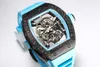 Fantastisk Superclone Mechanical R i C H A R D Luxury Designer Mens Watches RM055 XF2S AAA Automatisk rörelse Vattentät kolfiberfodral Anti Scratch Sapphire Mirror