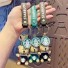 Designer fashion flower keychain Bear doll keychain for male and female business card holders Satchel bag keychain Holiday gift