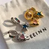 Orecchini a cerchio Fashion Pink Zircon Love Heart Earrings for Women Girls Party Wedding Korean Y2K Gioielli alla moda EH1232