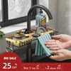 Keuken opbergde gootstenen Organisator Soap Sponge Holder Dish Cloth Shelf Sink Afrain Rack Rack Basket Aluminium Roestbestendige Accessorie