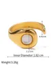 Anéis de casamento aço inoxidável embutido Opal Ring 18K Gold Pvd banhado a água lisa e impermeável charme de moda feminina vintage jóias