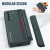 2 in 1 Vogue Phone Case for Samsung Galaxy Folding Z Fold5 Fold4 5G Invisible Bracket Membrane Hinge Protection Fold Shell with Removable Pen Slot Holder