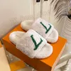 Louis Vuitton LV Fluffy Slippers Hiver intérieur fourrure glissière dames Cottage moelleux pantoufles sandales plate - forme en peluche luxe Designer chaussures mule 【code ：L】
