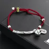 Bracelets à charme bracelet chanceux bambou cloches rouges corde réglable pour les femmes richesses propices de bracelet amulet bijoux de bracelet