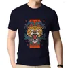 Herrtankstoppar jhpkjmens sommar kort ärm t-shirt casual mode tiger tryck mönster tee ren bomull