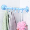 Bath Accessory Set Drill-Free Hook Rail With 6 Hooks Storage For Kitchen And Bathroom Moveable Adjustable Multi-Function