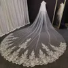 Koer Appliques Wedding Veil Bruil Veils lange sluiers zachte tule lange sluier kanten kathedraal sluiers witte ivoor sluiers voor bruiloft