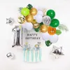 Pacote de decoração Balões da selva Garland Animal Print Balões verdes dourados para decoração de chá de bebê de aniversário