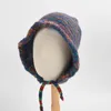 Beretten Japanse stijl gehaakte hoed Lady herfst winter gemengde kleur gebreide wollen pet schattige retro oorbescherming lorie warme beanie