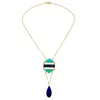 Pendant Necklaces Trendy Geometric Necklace Jewelry Synthetic Stone Noble Blue Waterdrop Female 2023