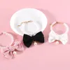 Hundhalsar Pet Pearl Diamond Bow Necklace Princess Style Velvet Tie Birthday Pendant Cat Collar