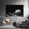 Canvas Painting Basketball Player Sneakers Black and White Posters Wall Art Photos Pictures Living Room Sports Boys Bedroom Decor No Frame Wo6