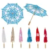 Branco vintage mini algodão renda de algodão bordado sol parasol guarda -chuva de casamento de noiva garotas guarda -chuva Diy Craftzz