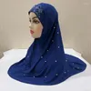 Abbigliamento etnico Womman Hijab Donne islamiche musulmane in perline di amira Cap Cap Shalls Scialli di cappello arabo per cappello arabo Khimar HETHWEA