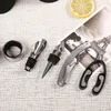 Bar Tools Bottle Shaped Red Wine Pourer Champagne Openers Set Corkscrews Openders Decanter Aleating Stopper Drop Stop Ring 230814