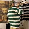 Herrtröjor randstickade tröja män hösten vinter baggy långa ärmar toppar mode all-match trend streetwear ins vintage y2k manliga kläder 230814