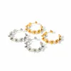 Hoop Earrings C Shape Small Flowers Chic Stud Daisy 18K Gold Plated Women Waterproof Fine Jewelry