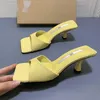 2023 Summer Women Sandals Femme Fashion Square Toe High Heels Sexy Outer Wear Yellow Slippers Women Sandalias De Mujer Y0721