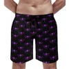 Heren shorts Summer Gym Purple Dragonfly Sports Fitness Cute Animal Design Board Korte broek Retro snel droge zwembroek plus maat