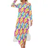 Abiti casual abiti da vacanza fresca abito colorato infradito estetico a maniche lunghe Womens Viel Vergia grafica di grandi dimensioni Chiffon