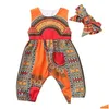 Jumpsuits peuter kinderen jumpsuit babymeisje outfits zomerkleding Afrikaanse print mouwloze romper pak voor meisjes kinderen kleding dr dhe3b