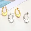 Boucles d'oreilles cerceaux 2023 Daily Basic Hollow pour les femmes Small Gold plaqué en acier inoxydable Earrngs Tarnish Bijoux GRATUIT