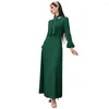 Casual jurken vrouwen elegante maxi 202 lente herfst a-line massief lange mouw ruche slanke turkachtige avond robe Vestido