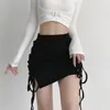 Rokken zomers street stijl solide kleur dubbele drawstring geplooide split rok dames casual all-match slanke heup vrouwen