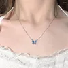 Colliers pendants 2023 Fashion Unique Design Blue Blue Blue Elegant Exquis Light Luxury ENAMEL Choker Femme Jewelry Party Gift