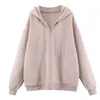 Women's Hoodies Evfer Autumen Ladies Casual Green Plush Warm Hoodeds Womens Fashion Drawstring Zipper Jackets Pink Thick Outwear